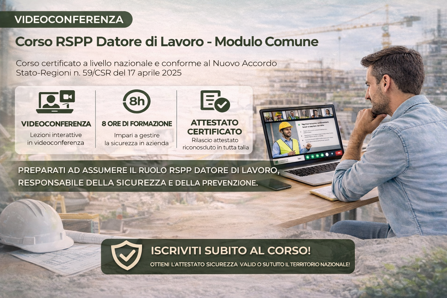 Corso RSPP Datore di Lavoro – Modulo Comune 8 Ore