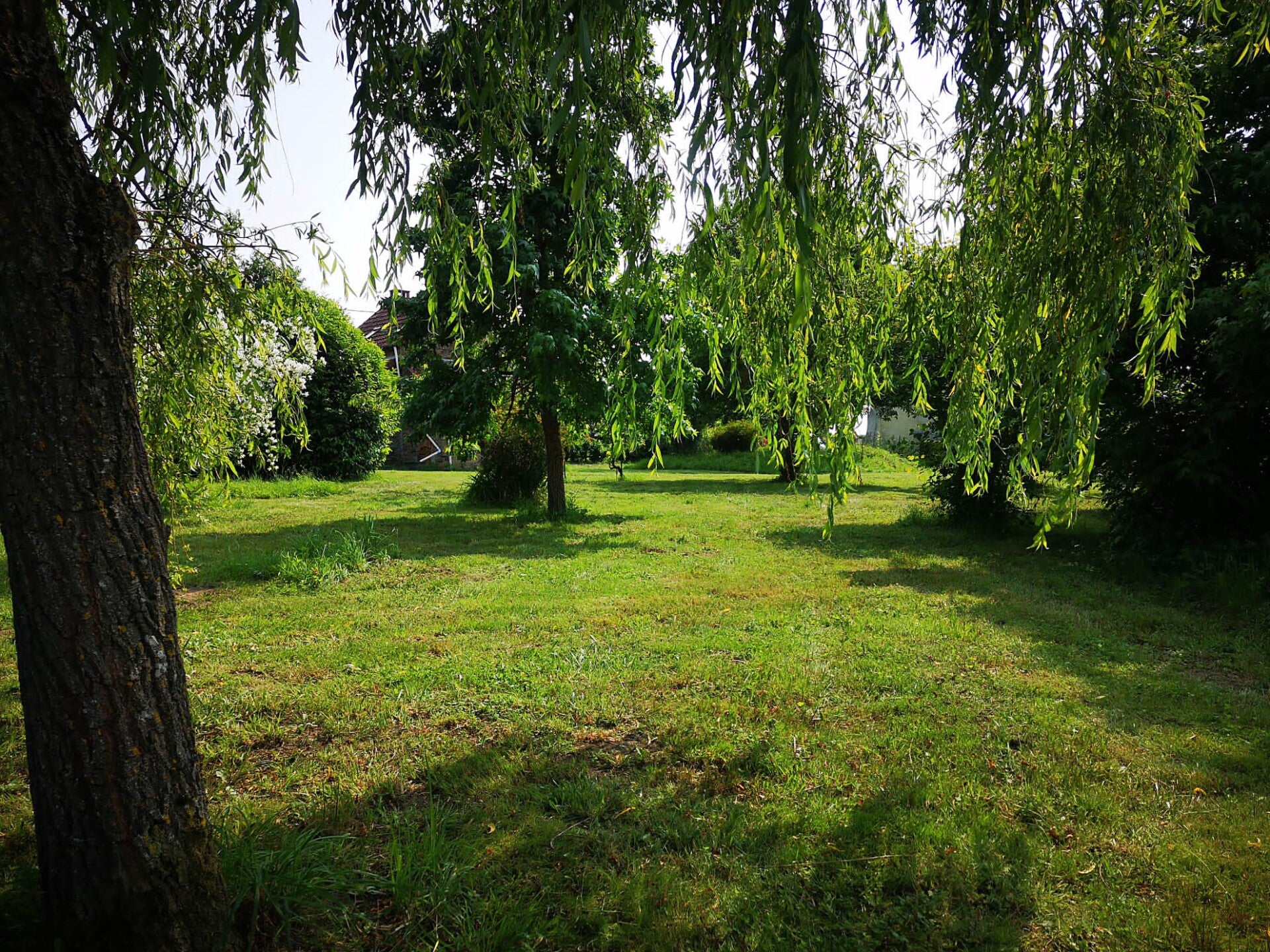 Grote, ruime  tuin met verschillende zitjes