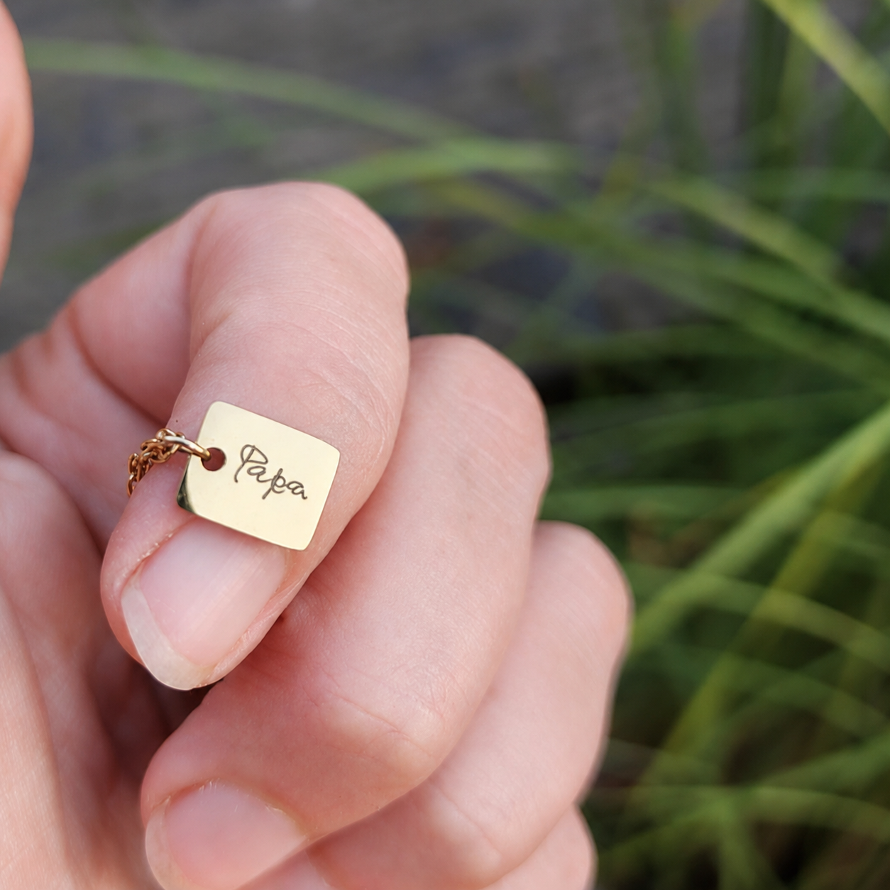 Ketting rechthoekje / vierkantje handgeschreven tekst