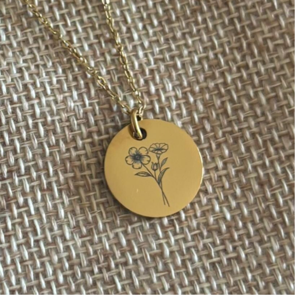 Ketting rond 1 disc geboortebloem(en)