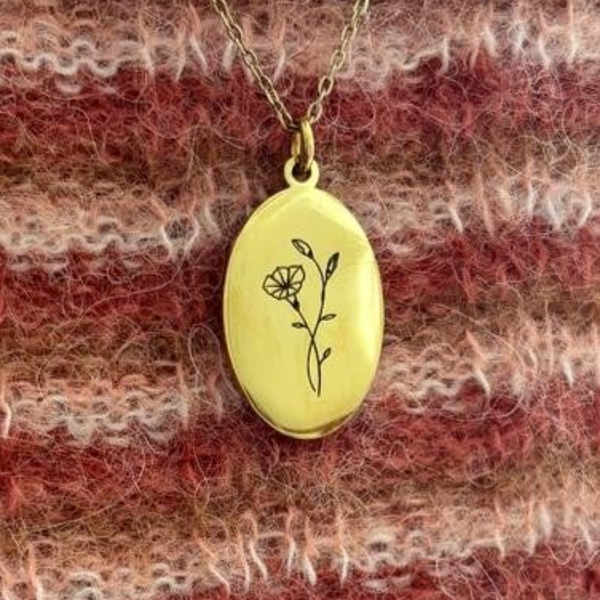 Ketting ovaal 1 disc geboortebloem(en)