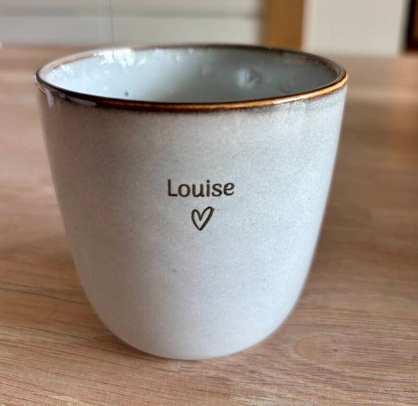 Koffiemok grijs bruin - eigen tekst