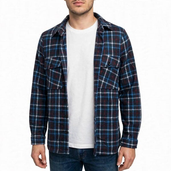 Camicia Giacca Uomo Felpata Internamente | Pile Sherpa Calda e Morbida | Lumberjack con Taschini | 6 Colori M-3XL