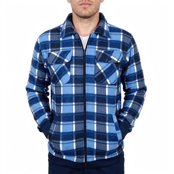 Camicia Giacca Uomo Pile Sherpa Imbottita - Felpata Calda Lumberjack Boscaiolo con Zip