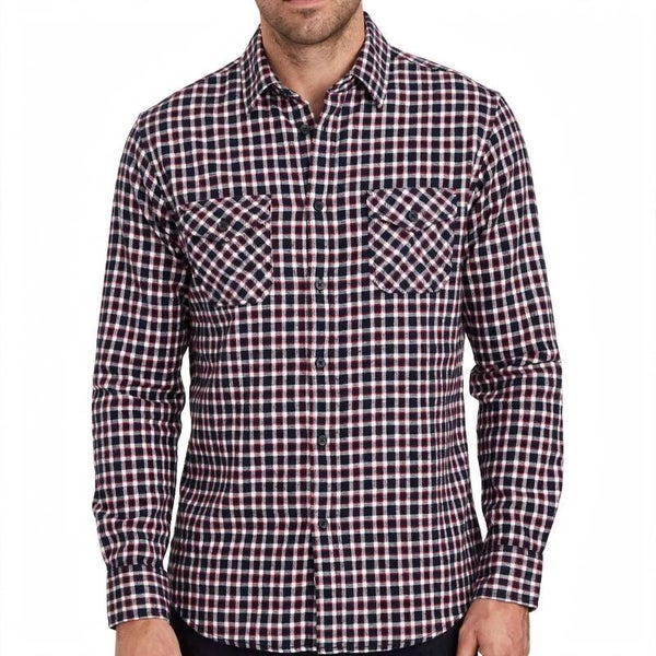 Camicia Uomo in Flanella Calda a Quadri - 2 Taschini sul Petto - Regular Fit