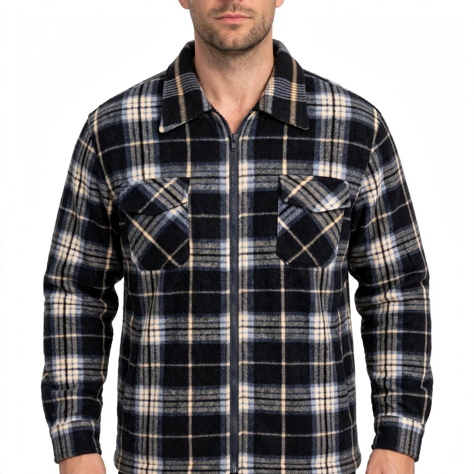 Camicia Uomo in Pile Scozzese con Zip - Giacca Boscaiolo Invernale Morbida e Calda - 15 Colori - da M a 3XL