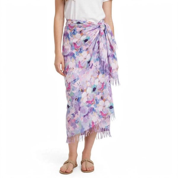 Foulard Donna Grande Lilla Fiori - Sciarpa Leggera Viscosa XXL