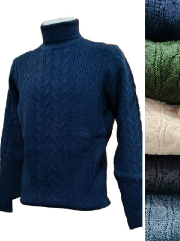 Maglione Uomo DOLCEVITA lavorazione a trecce pesante misto LANA Invernale