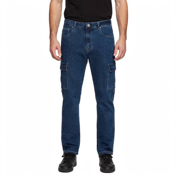 Jeans Cargo Uomo Vita Alta - Pantalone da Lavoro Multi-Tasca in Cotone Denim 4 Stagioni | Taglie 46-60