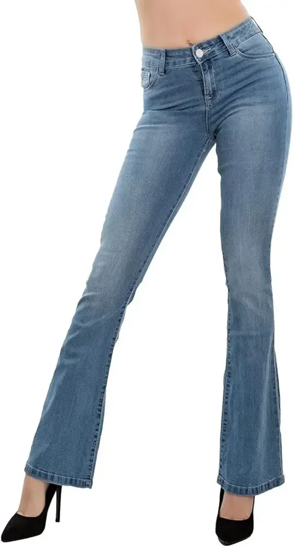Jeans Donna a Zampa Push Up Elasticizzati - Vita Alta Aderenti Effetto Modellante