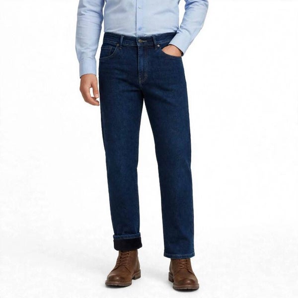 Jeans Uomo Invernale Mastino Termico Felpato in Pile - Blu Regular Fit Vita Alta