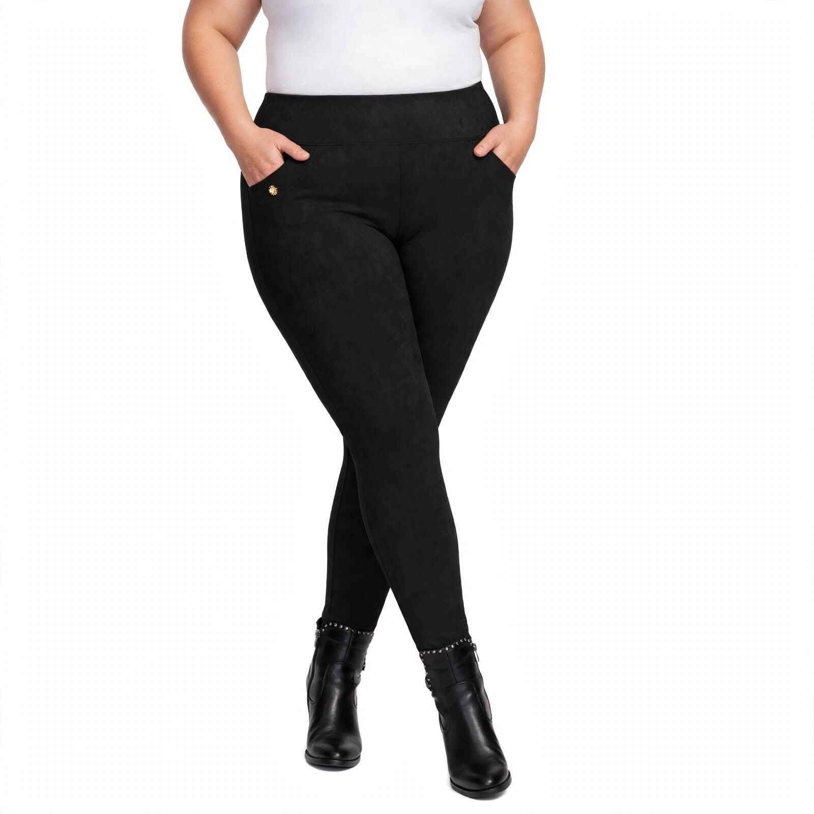Leggings Donna Termico Felpato Vita Alta - Pantaloni Aderenti Taglie Comode Curvy - 8 Colori Invernali