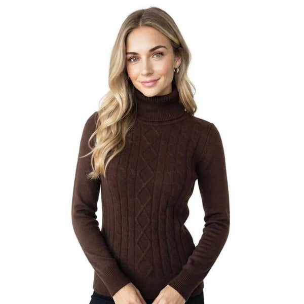 Maglione Donna Dolcevita Slim - Caldo, Soffice e Aderente - Manica Lunga - Tessuto Elasticizzato Misto Viscosa - Invernale