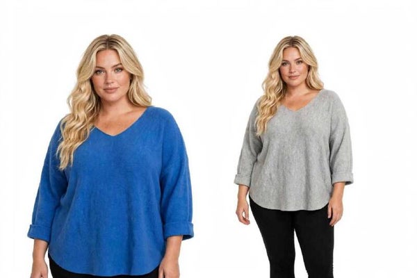 Maglia Donna Invernale Scollo a V - Pullover Basic Taglie Comode Curvy - Caldo, Morbido e Leggero