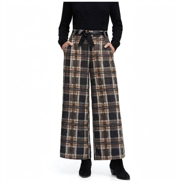 Pantalone Donna Invernale a Palazzo Scozzese - Vita Alta Elastico con Tasche