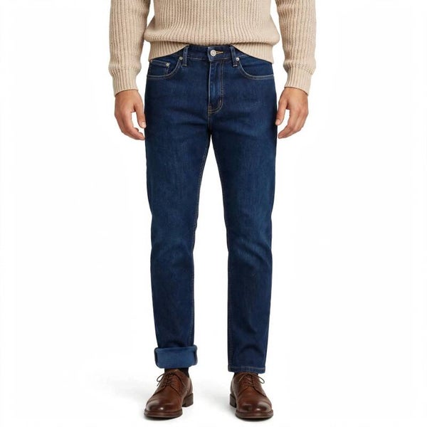Jeans Uomo Taglie Forti Felpato in Pile - Invernale Foderato Vita Alta 5 Tasche 44-64
