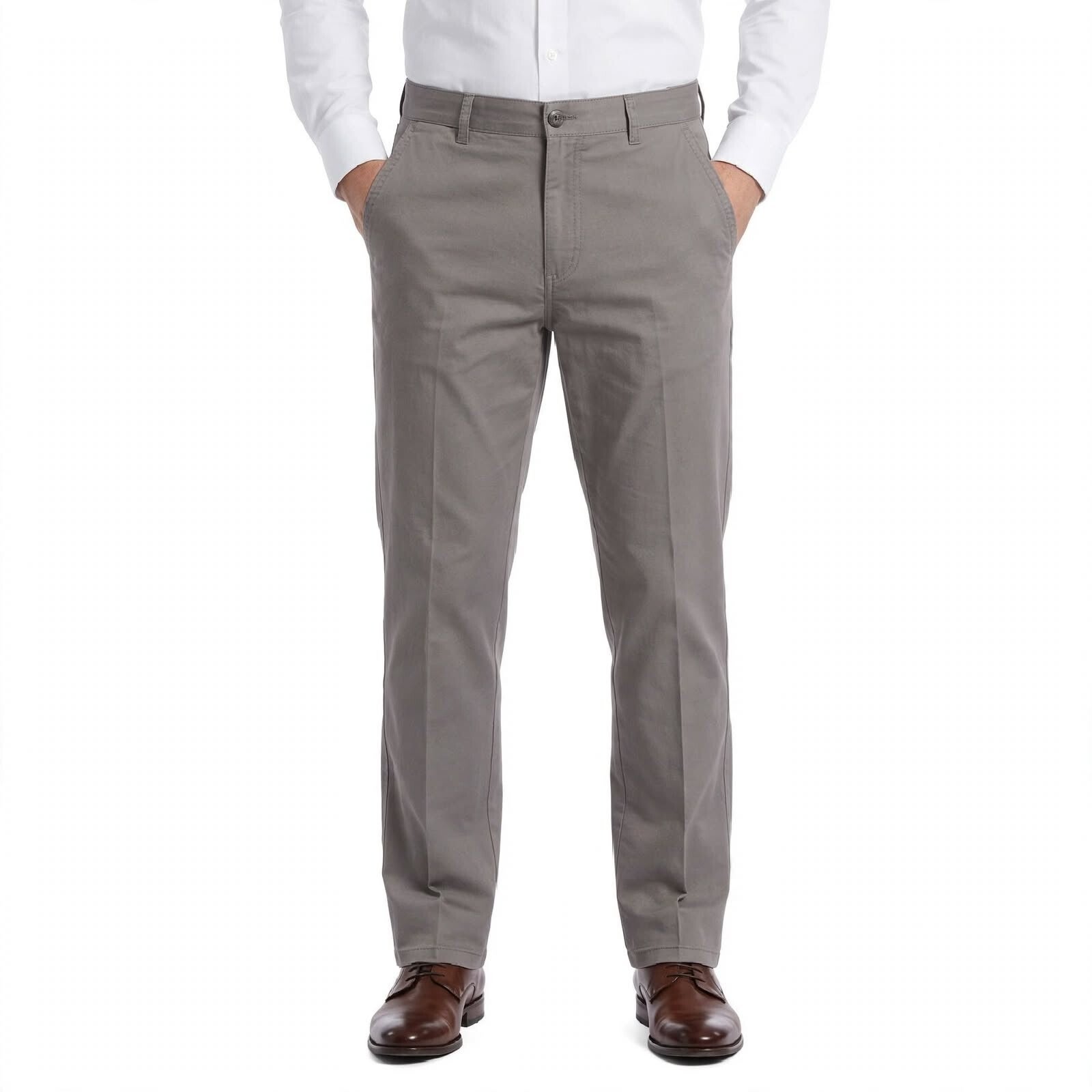 Pantalone Uomo Classico Elegante Vita Alta - Chino Comodo in Cotone Elasticizzato 98% Cotone 2% Elastan - Vestibilità Regolare Gamba Dritta - Taglie 48-64 - 5 Colori Disponibili