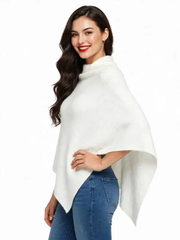 Poncho Donna Ragazza Taglia Unica Asimmetrico - Mantella Tricot Caldo Tinta Unita - Made in Italy