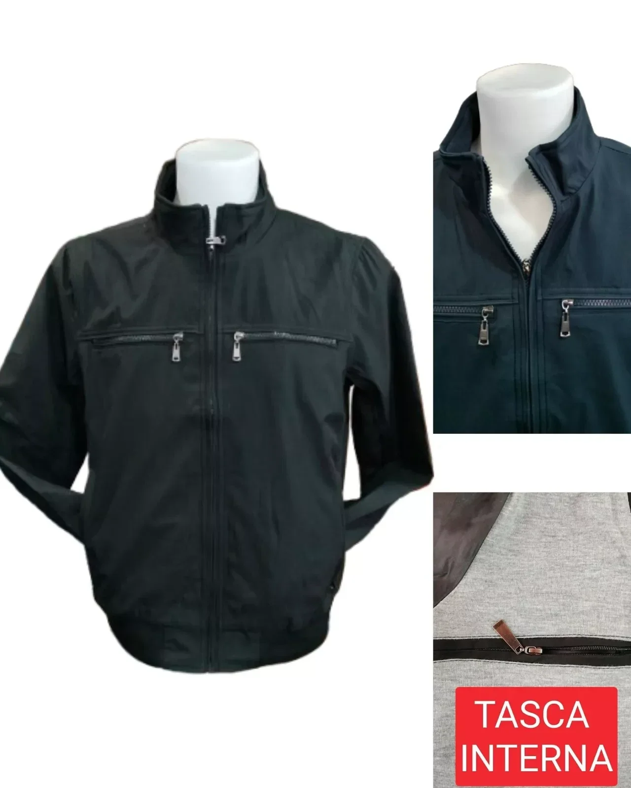 Giubbotto Uomo MULTITASCHE leggero primaverile Giacca a Vento Giubbino FINO 4XL