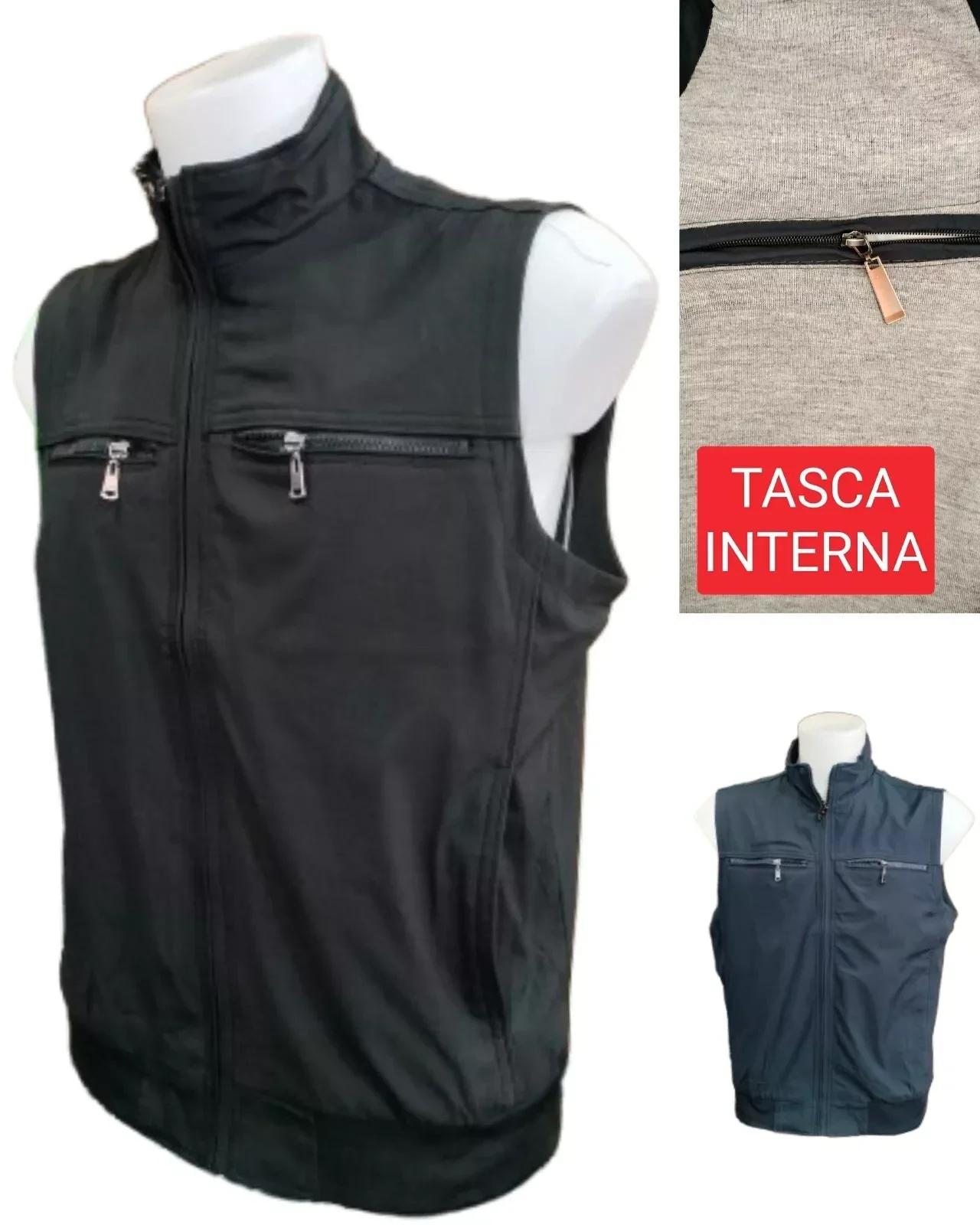 GILET SMANICATO LEGGERO ESTIVO MULTITASCHE CASUAL SPORT ELEGANTE ZIP INTERA