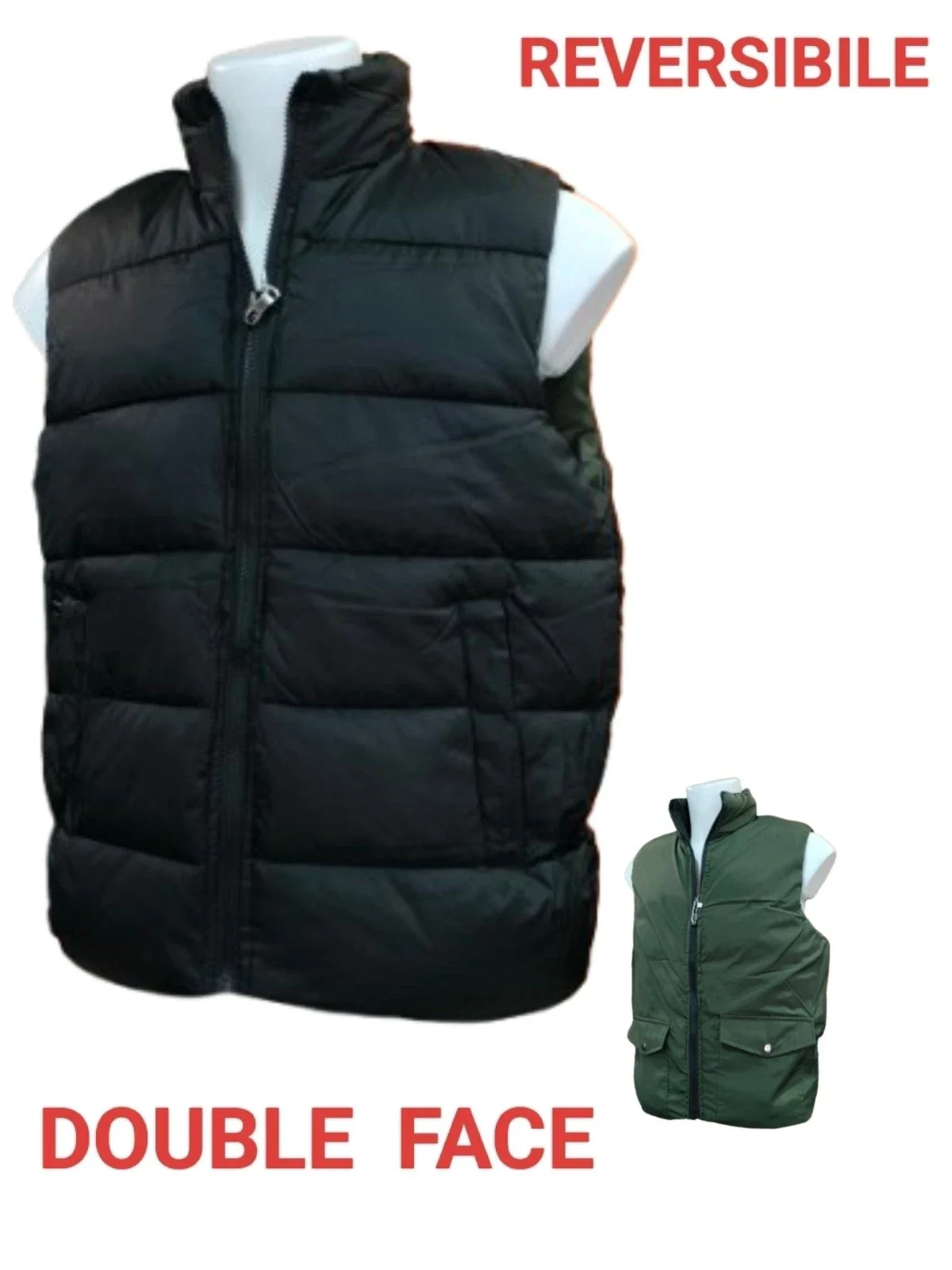 Gilet uomo DOUBLE FACE piumino smanicato imbottito giubbino invernale giubbino