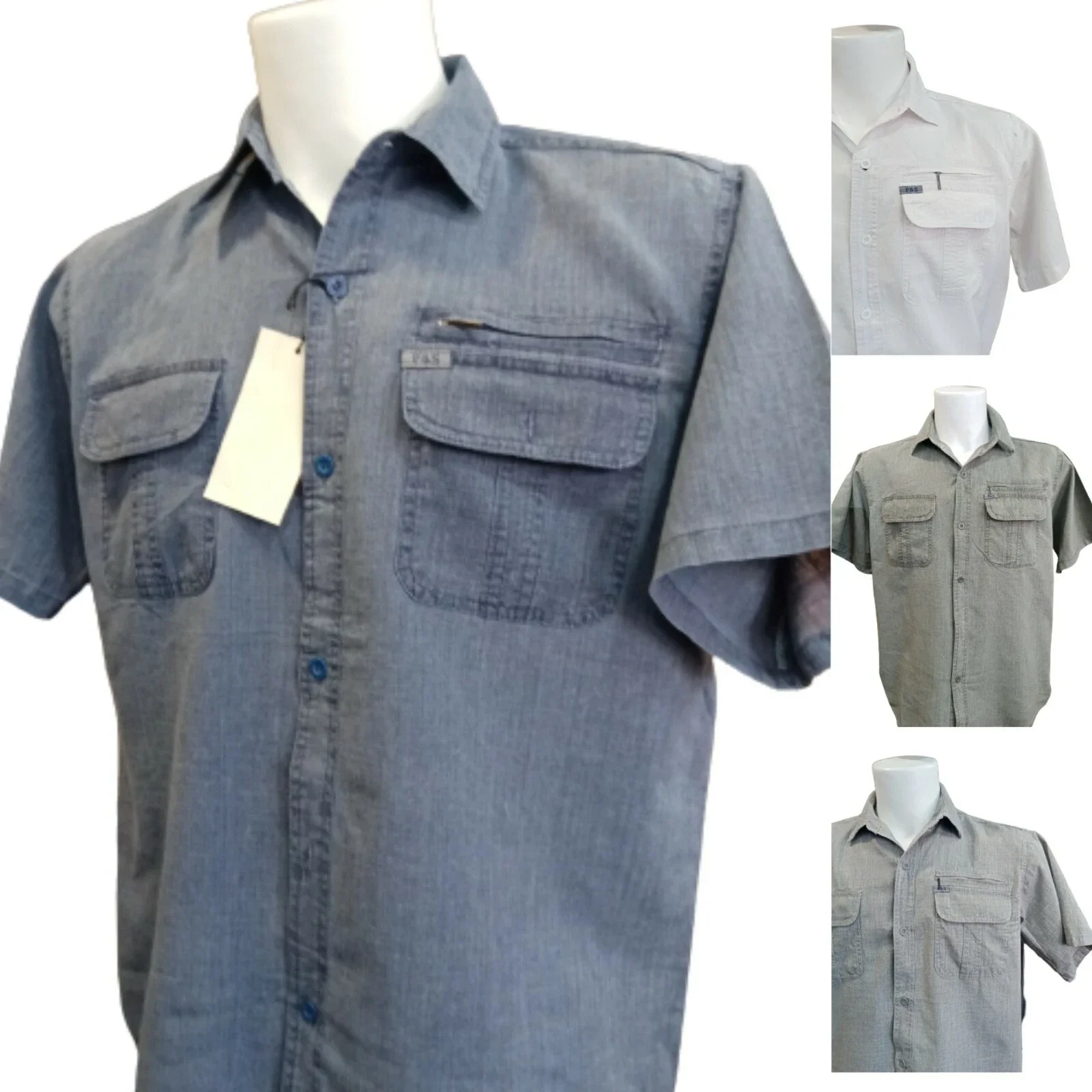 Camicia Uomo 100% Cotone taschino Comfort Regular Fit Mezza Manica Corta M - 5XL