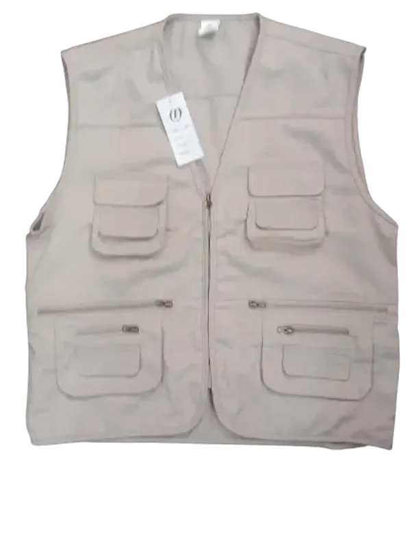GILET UOMO SMANICATO MISTO COTONE MULTITASCHE TAGLIE FORTI LEGGERO ESTIVO COMODO