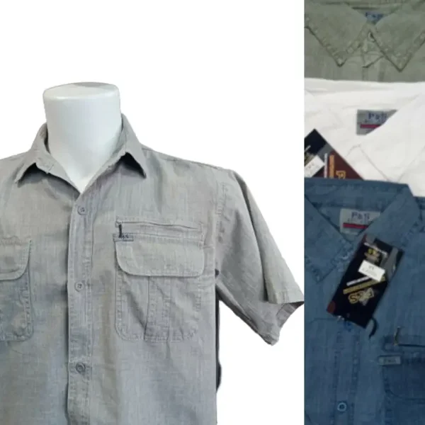 Camicia Uomo 100% Cotone taschino Comfort Regular Fit Mezza Manica Corta M - 5XL