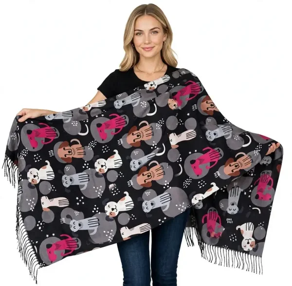 Sciarpa Donna Fantasia Cagnolini - Stola con Frange 100% Viscosa 180x70 cm - Morbida e Calda