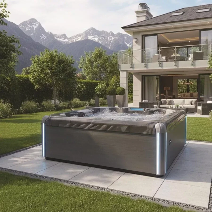 Aquasolus Aqualux Solstice 41 jets 7 places  avec couverture thermique, marche pied et Bluetooth