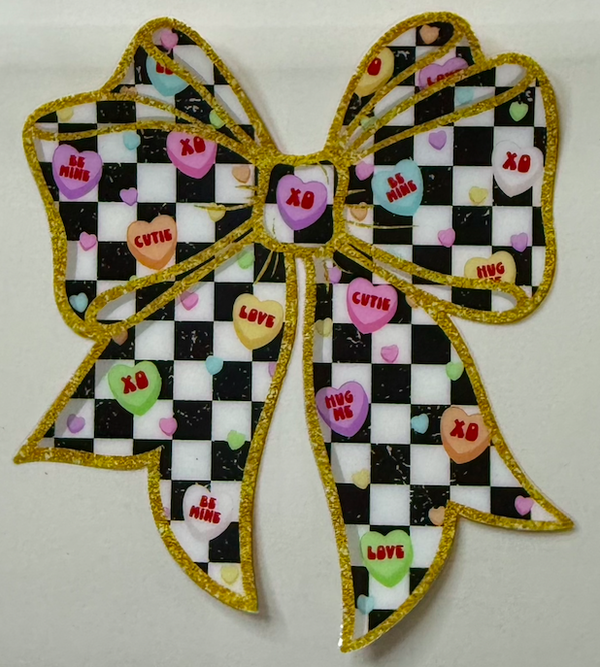 Conversation Hearts Checkered Bow
