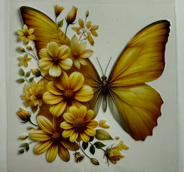 Yellow Butterfly w/ Flowers