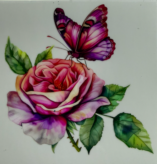 Pink Flower & Butterfly
