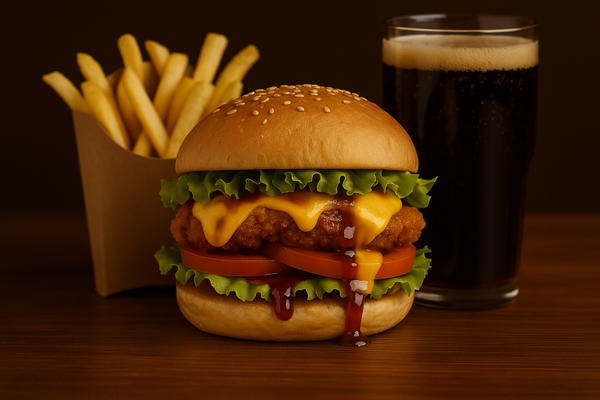CHICKEN CHEESE BURGER MENU (200gram KIP)