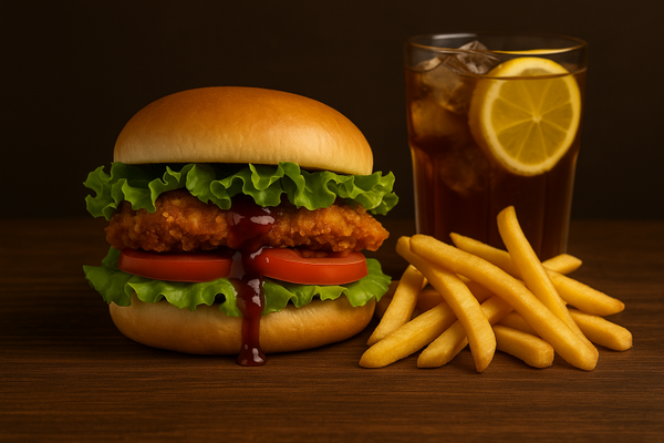 CHICKEN BURGER MENU (200gram KIP)