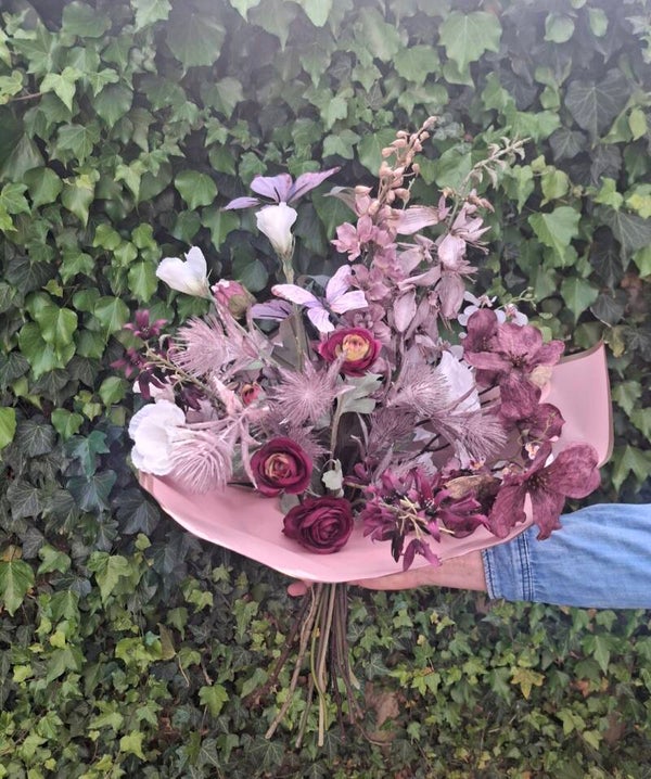 Groot zijdenboeket " Purple dream"