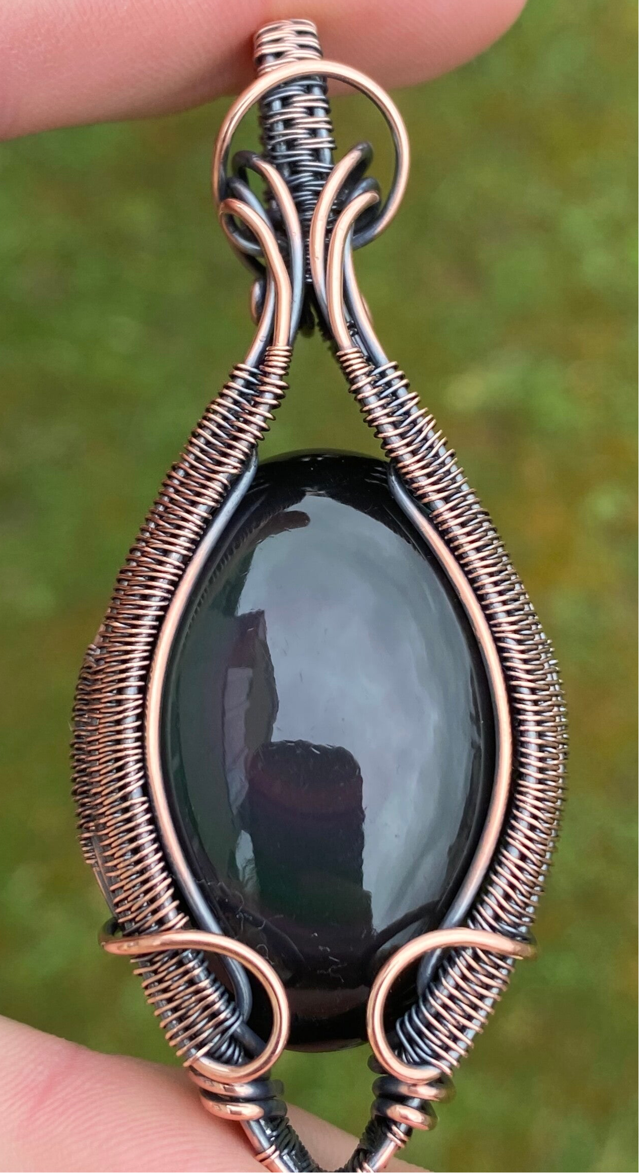 Rainbow Obsidian Pendant in Copper – Protective “Heaven Eye” Stone.