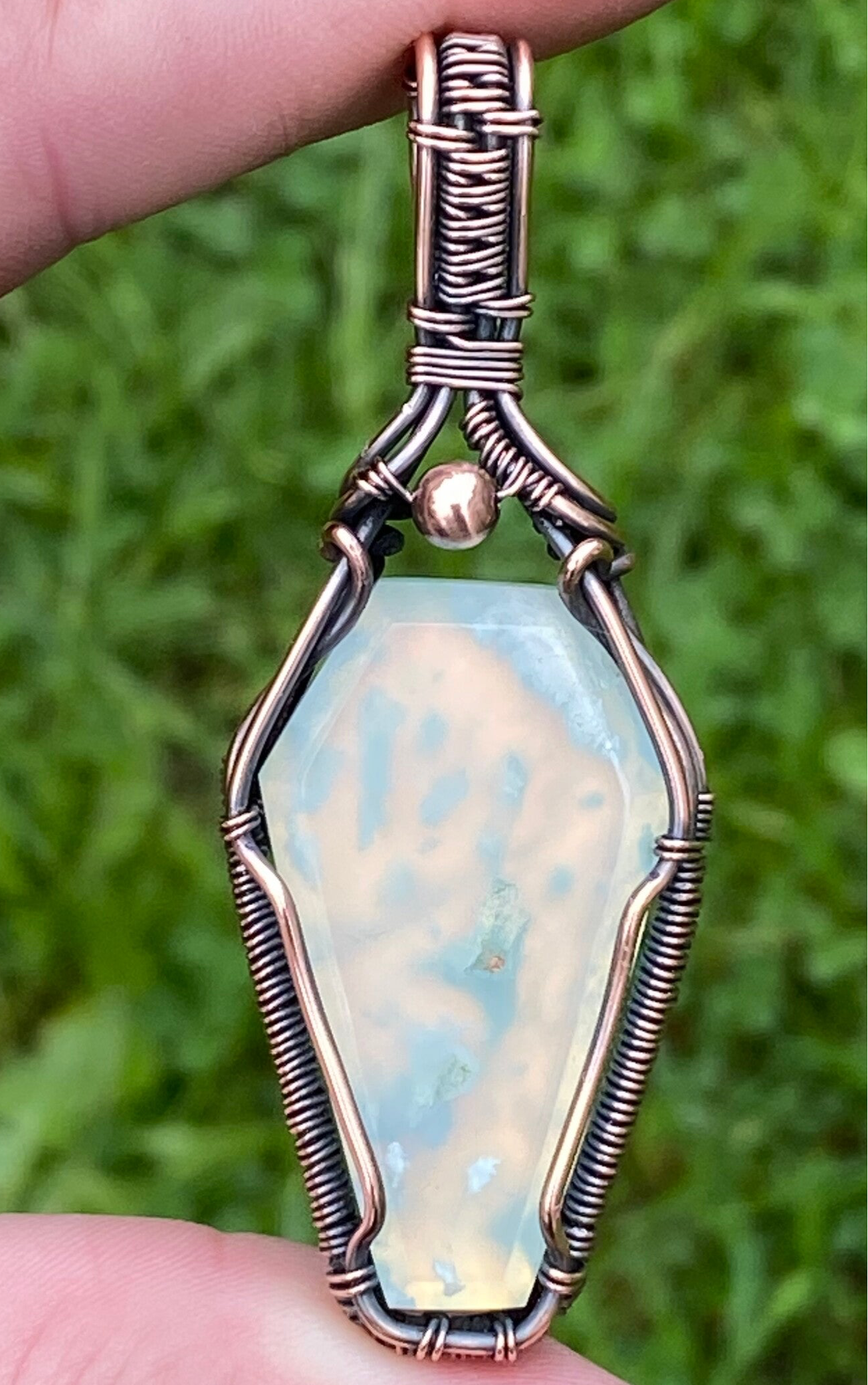 Coffin Plume Aurora Copper Pendant.