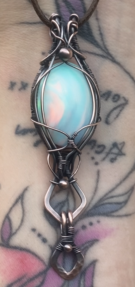 Aurora Opal Pendant In Copper.