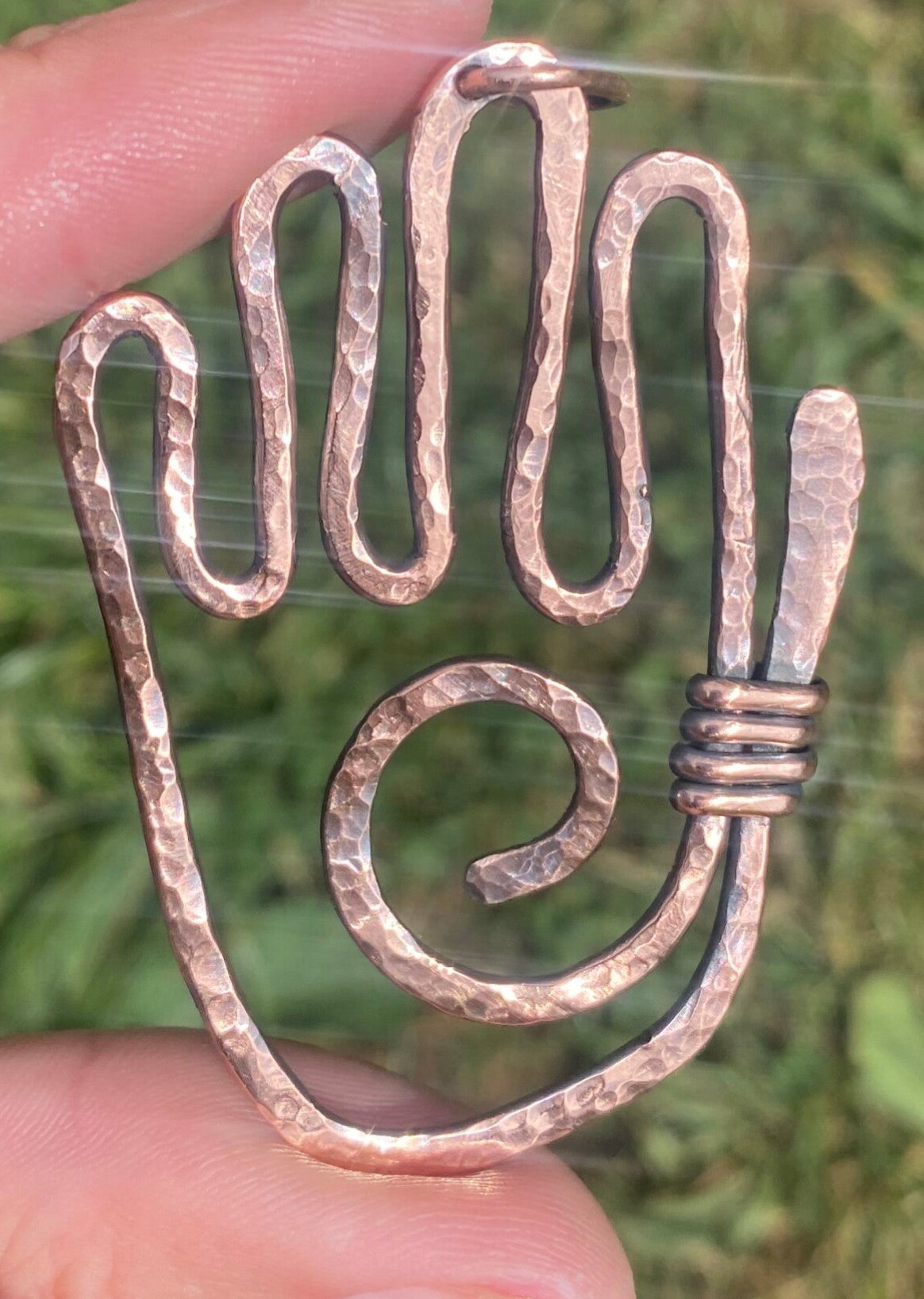 Hopi Hand Copper Pendant.