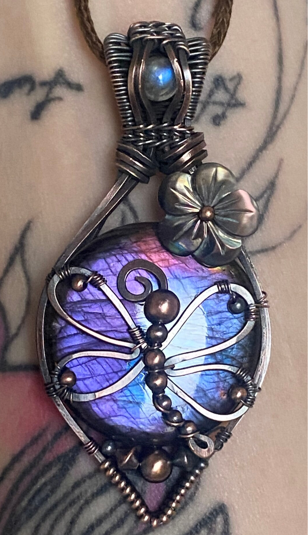 Dragonfly Labradorite & Moonstone Pendant.
