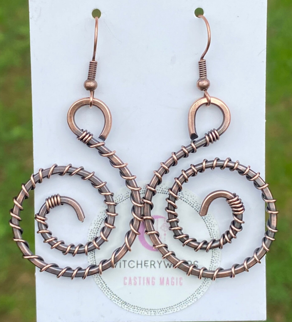 Copper Spiral Earrings.
