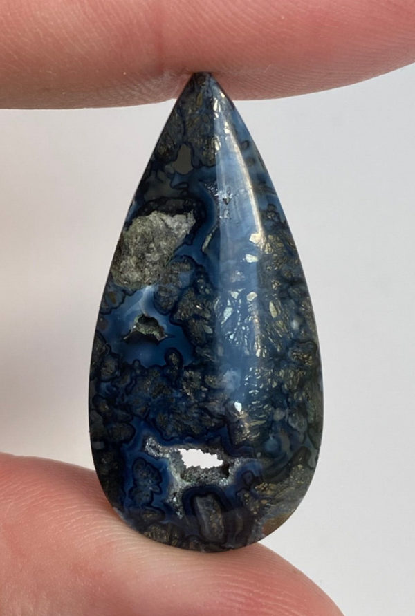 Blue Marcasite Cabochon | Rare Patterned Stone.