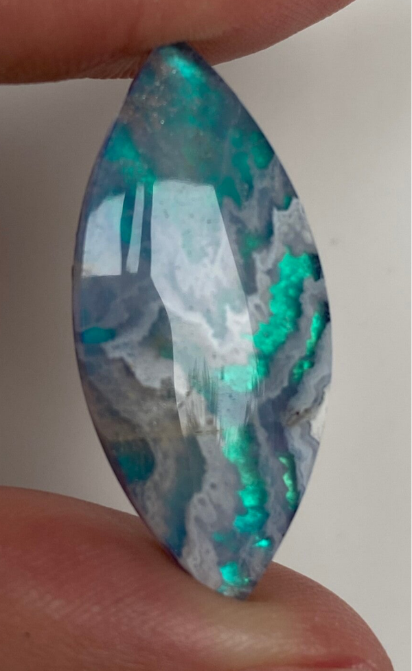 Fire Motif Plume Aurora Doublet Cabochon.