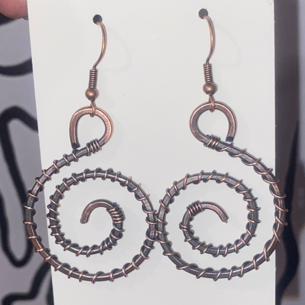 Copper Spiral Earrings.
