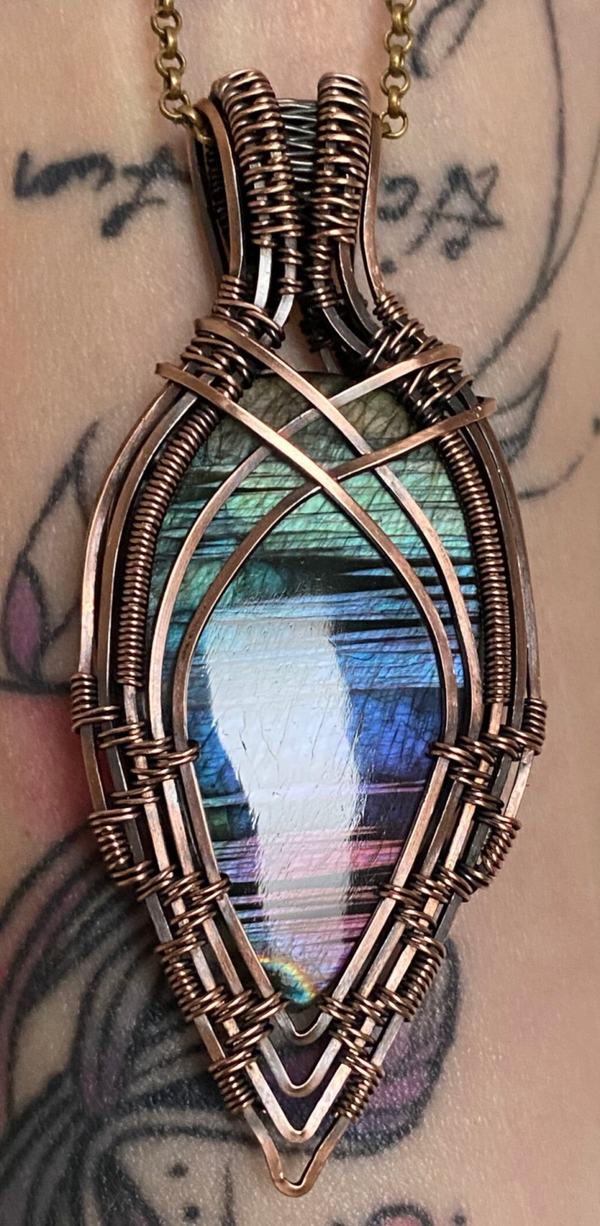 Rare Striped Labradorite Statement Pendant.