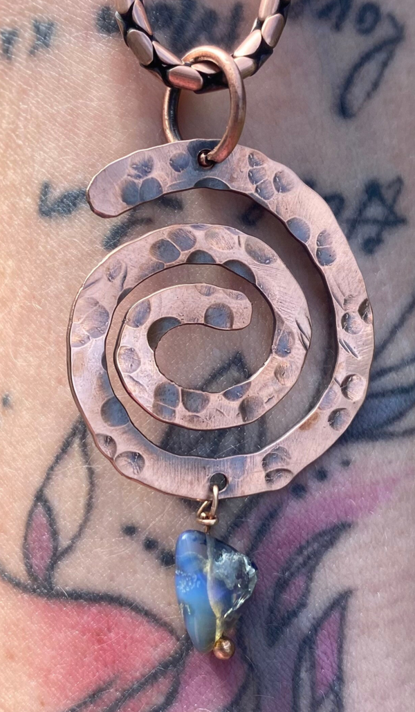 Copper Spiral Pendant – Choice of Stone.