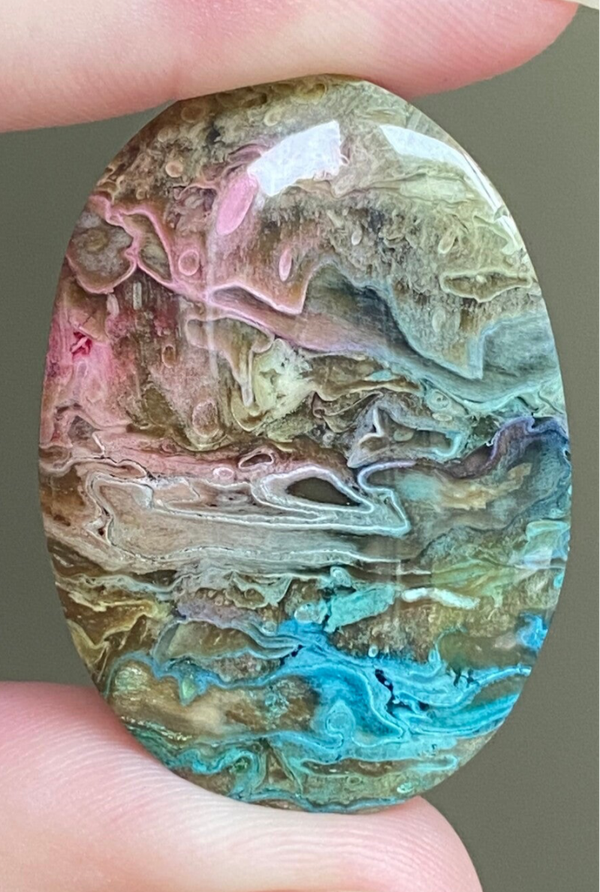 Dyed Fossil Palm Root-Ocean Sediment Swirl.