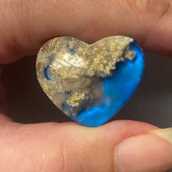 Unique Moss Agate Aurora Heart Doublet.