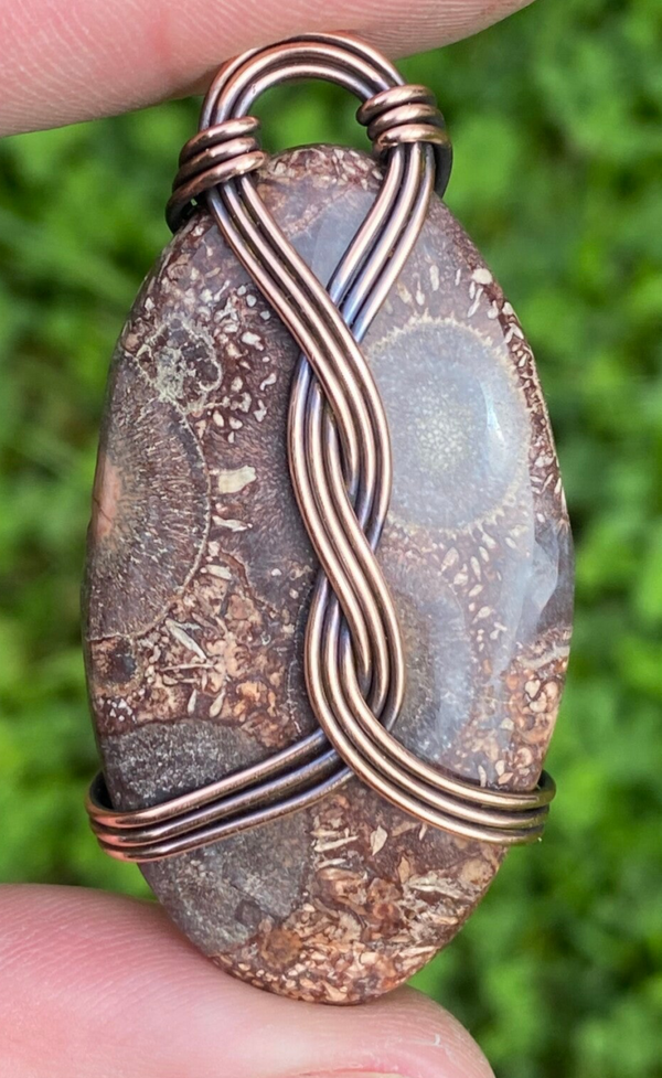 Bird Eye Jasper Celtic Flow Pendant.